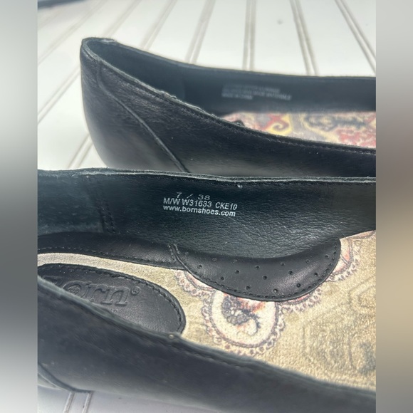 Born Pleated Black Leather Ballet Flats Women’s Size 7 - Picture 6 of 11
